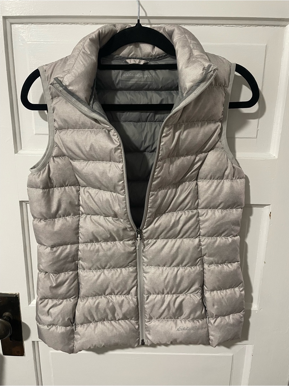 Eddie Bauer Light Gray Quilted Down Vest - Women's Sleeveless Puffer